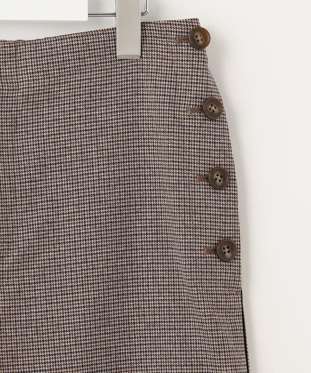 J.PRESS LADIES L 【洗える】Mixツイードチェック  セミワイド パンツ ブラウン系3