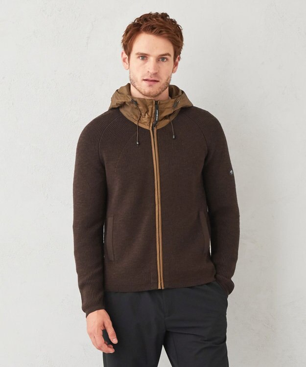 JOSEPH ABBOUD MOUNTAIN 【UNISEX】日本素材 ストレッチニットパーカー ダークブラウン系