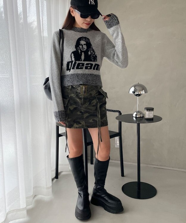 WEGO フラッフィーグラフィックちびニット 柄4