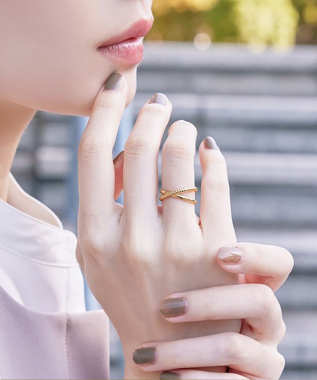 Tiaclasse クロスレイヤードリング ゴールド