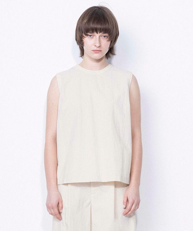 NAVE 【ReNAVE・洗える/撥水加工/接触冷感/UVケア/セットアップ】ナイロンタスラン ノースリブラウス アイボリー系