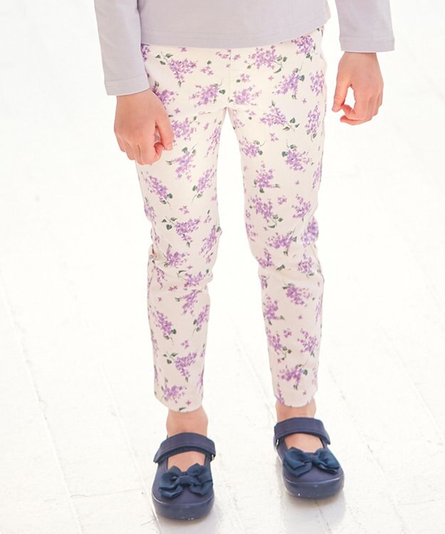 ANY KIDS 総柄 カット パンツ エクリュ×花柄