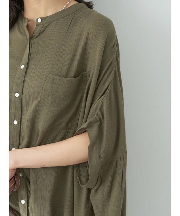 earth music&ecology レーヨンポケットシャツチュニック Khaki