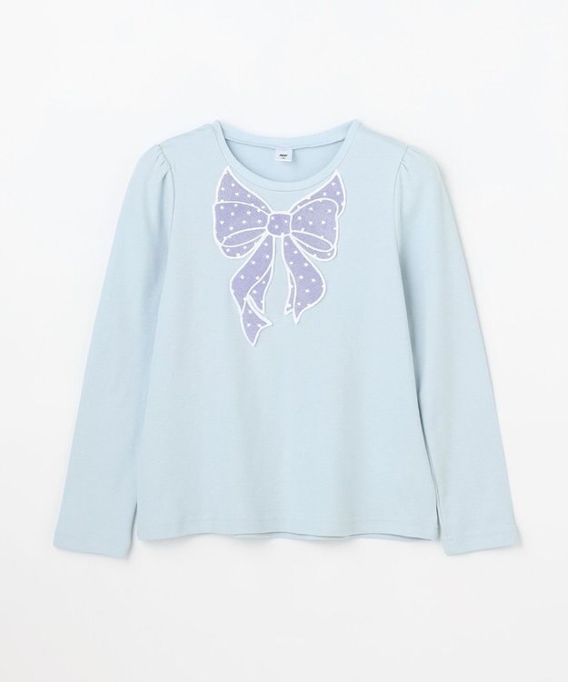 ANY KIDS ドットリボン 長袖Tシャツ サックスブルー