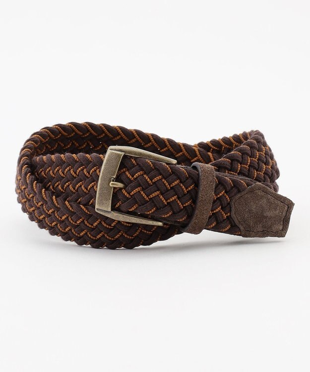 JOSEPH ABBOUD 【イタリア素材・ストレッチ・日本製】ウールビスコースストレッチ ベルト ダークブラウン系