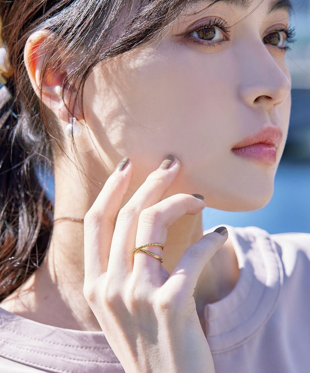 Tiaclasse クロスレイヤードリング ゴールド