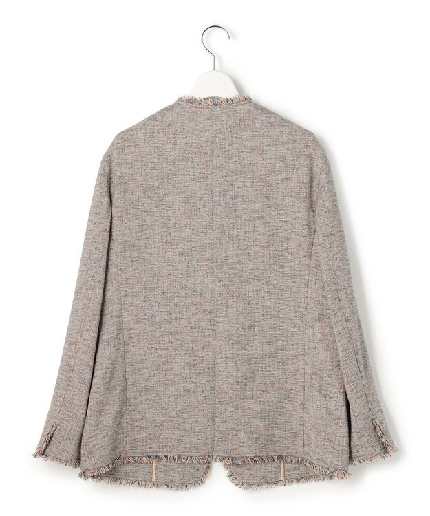 23区 【先行予約】リネンライクブッチャー フリンジノーカラージャケット ダークブラウン系