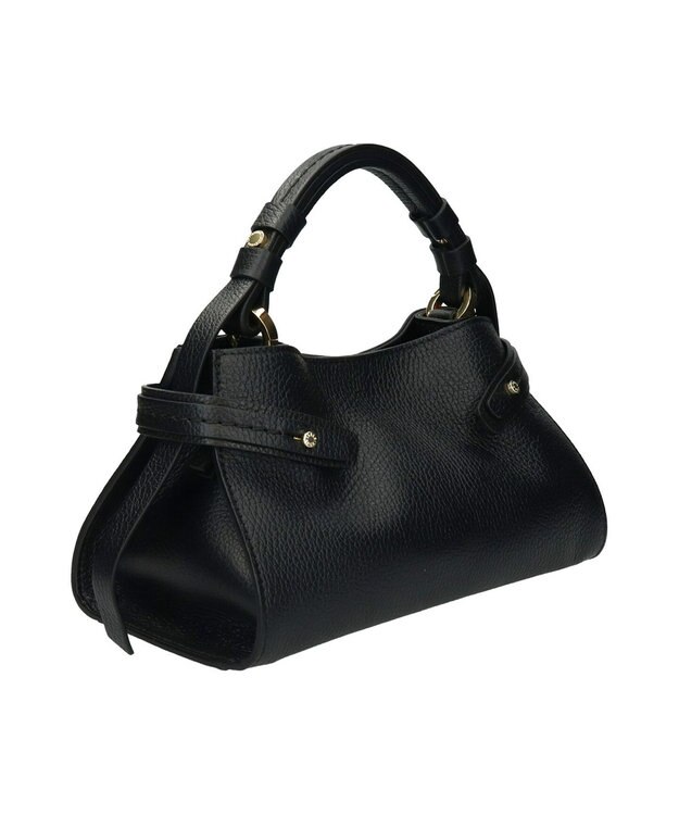 INTER-CHAUSSURES 【LORISTELLA】シュリンクレザーハンドバッグ ブラック