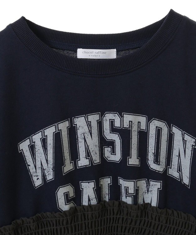 Green Parks ミニ裏毛異素材ドッキングロゴプルオーバー Charcoal Gray