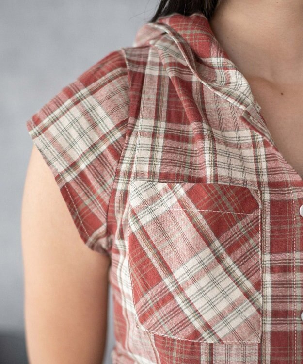 WEGO フードチェックコンパクトシャツ レッドチェック1