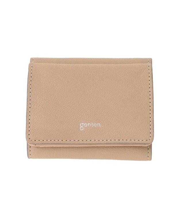 genten 【新型】フレスコ 三つ折り財布 サンドベージュ
