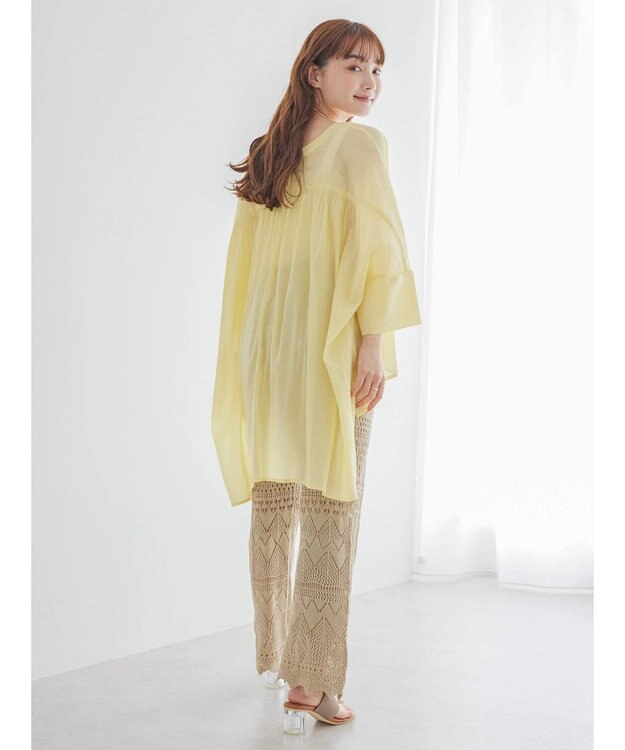 AMERICAN HOLIC バックギャザーＶネックシアーシャツ Light Yellow