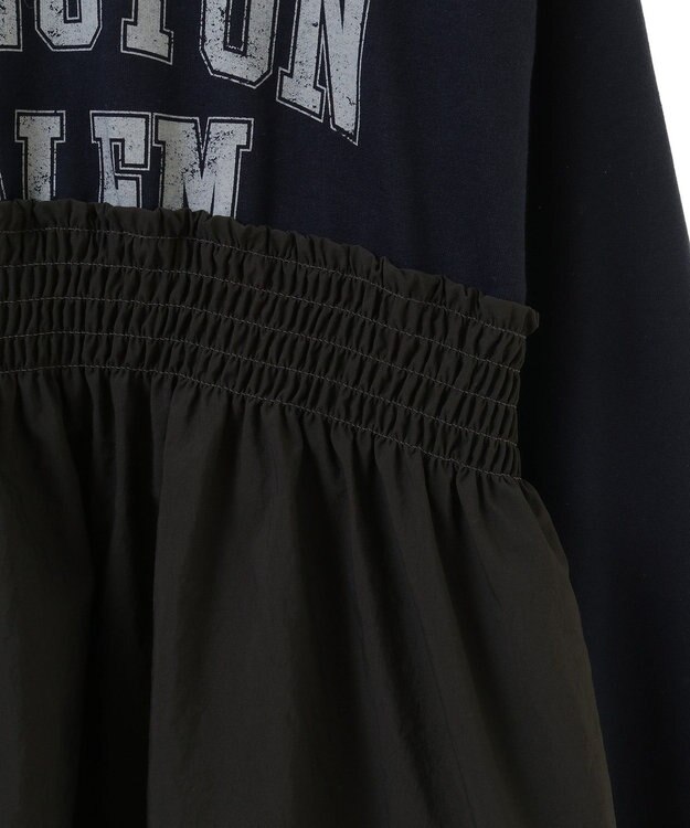 Green Parks ミニ裏毛異素材ドッキングロゴプルオーバー Charcoal Gray