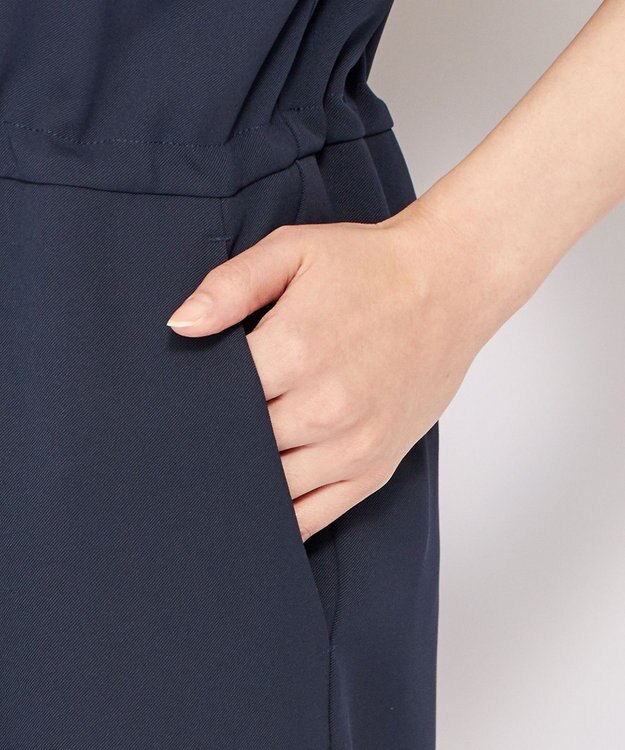 uncrave 【uncrave WHITE】ドレーピーツイル オールインワン ネイビー