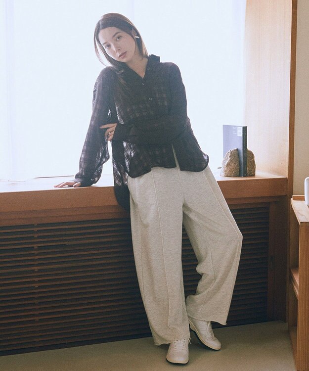 earth music&ecology シャドーチェックシャツ Brown