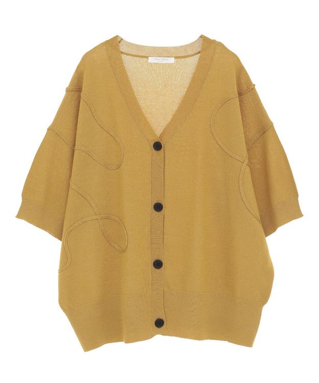 Green Parks 刺繍コードＶネックフレンチカーディガン Yellow