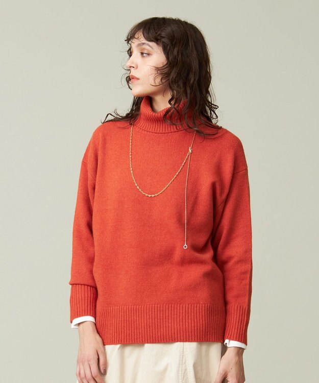 J.PRESS YORK STREET 【WOMEN】ウールカシミヤ タートルネックニット オレンジ系
