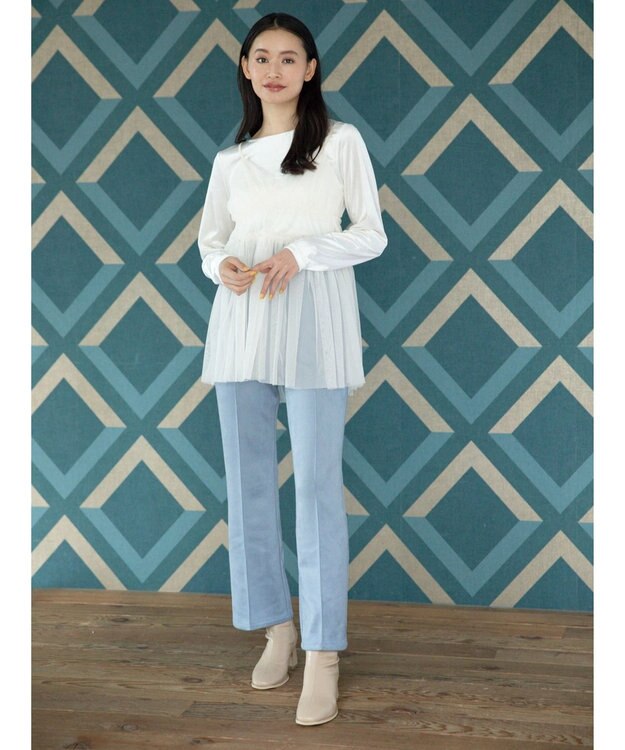 Green Parks ・ＥＬＥＮＣＡＲＥ　ＤＵＥ　ベロアクルーロングＴＥＥ Off White