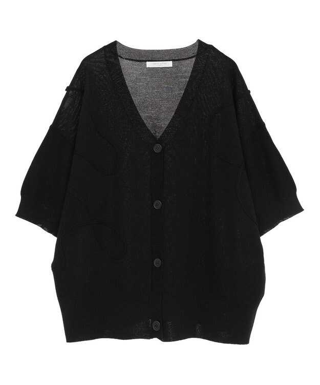 Green Parks 刺繍コードＶネックフレンチカーディガン Black