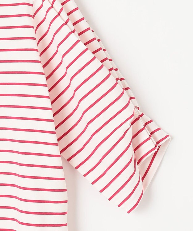 組曲 L 【洗える】プレーティング天竺タックスリーブボーダー カットソー オールドローズ系1