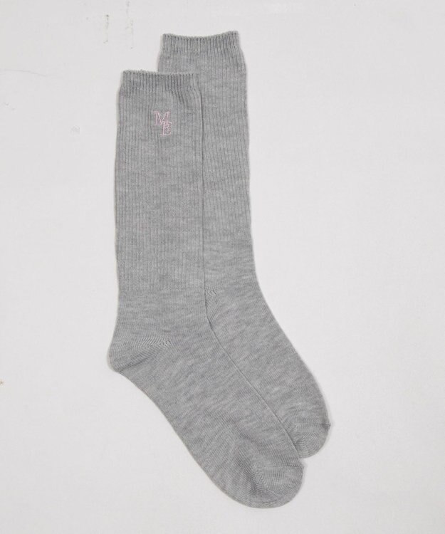 WEGO 刺繍ロゴローゲージゆるリブソックス ライトグレー