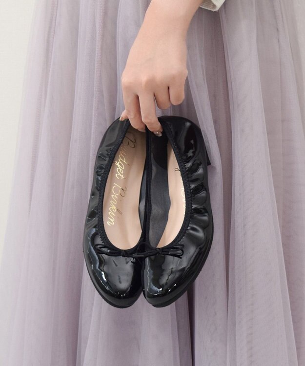 Bridget Birkin 【Bridget Birkin】ラウンドトゥバレエシューズ ブラックエナメル