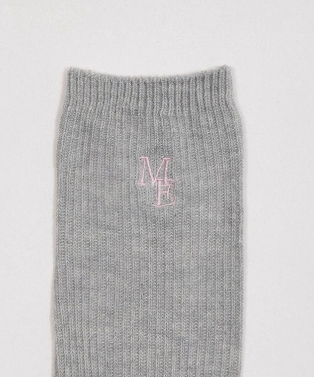 WEGO 刺繍ロゴローゲージゆるリブソックス ライトグレー