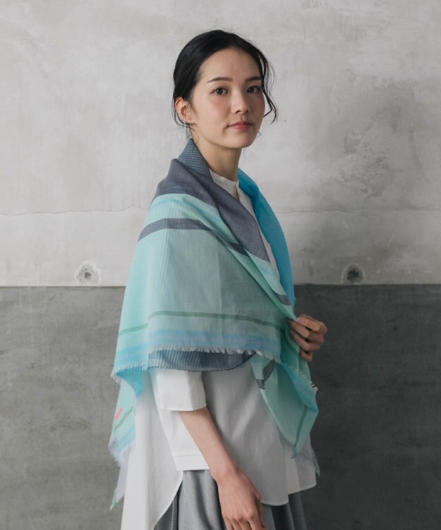 POLS 播州織 極細コットンストール ブルー