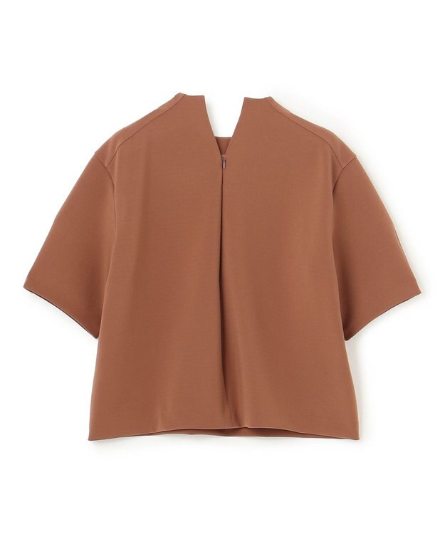 BEIGE， 【洗える】ALTHEA / ダンボールジャージーバックスリットブラウス Brown