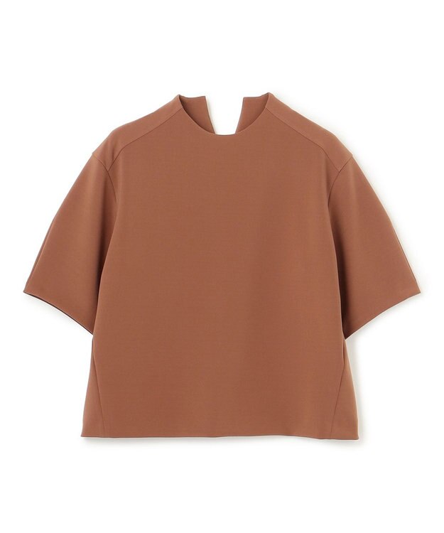 BEIGE， 【洗える】ALTHEA / ダンボールジャージーバックスリットブラウス Brown