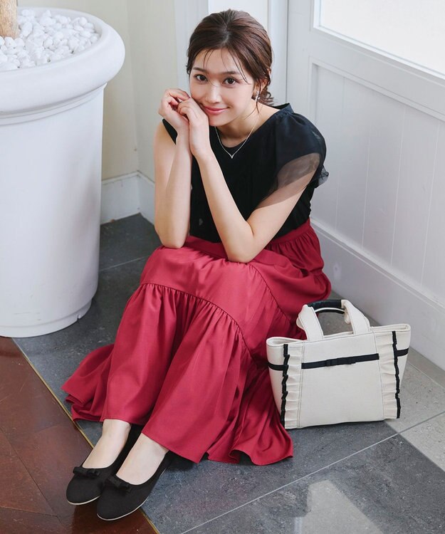 Tiaclasse 【安田美沙子さん着用/小倉優子さん着用・洗える/撥水】プチリボンニットフラットパンプス ブラック