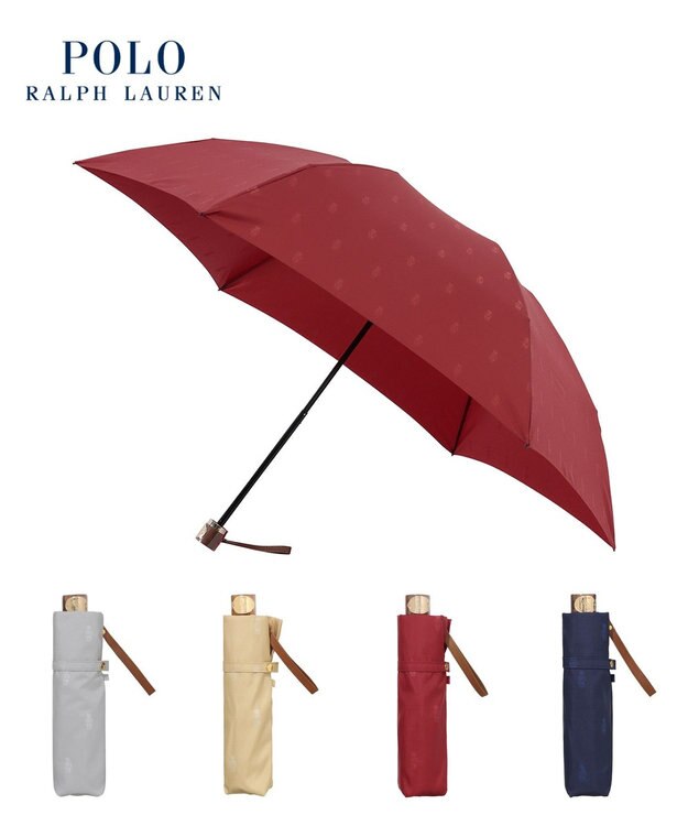 MOONBAT POLO RALPH LAUREN 【日本製】折りたたみ傘 POLO BEARジャカード レッド