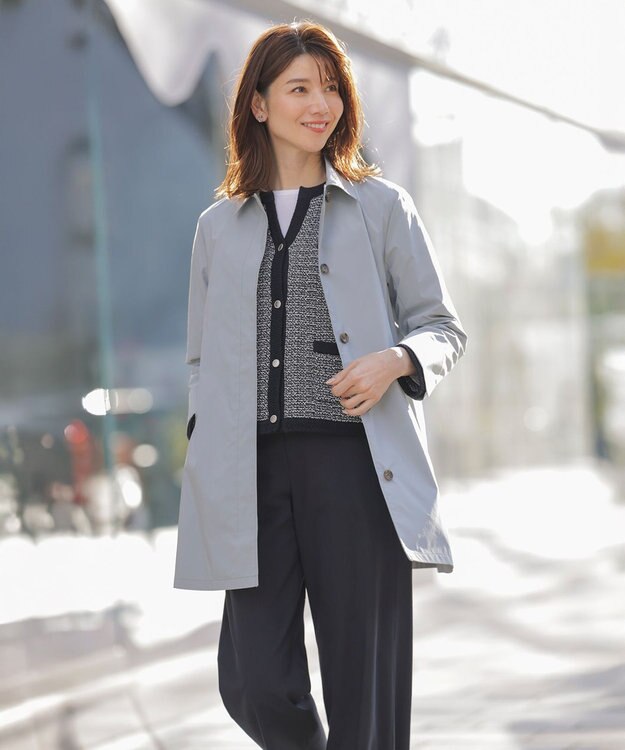 J.PRESS LADIES 【洗える】DAILY TWEED ニット アウター ネイビーミックス系