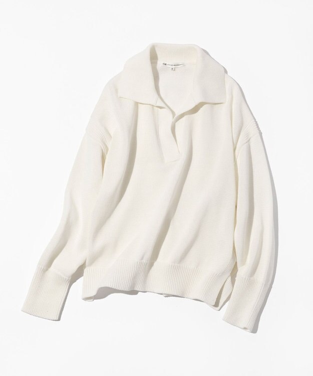 23区 コットンギマ スキッパー ニット ホワイト系