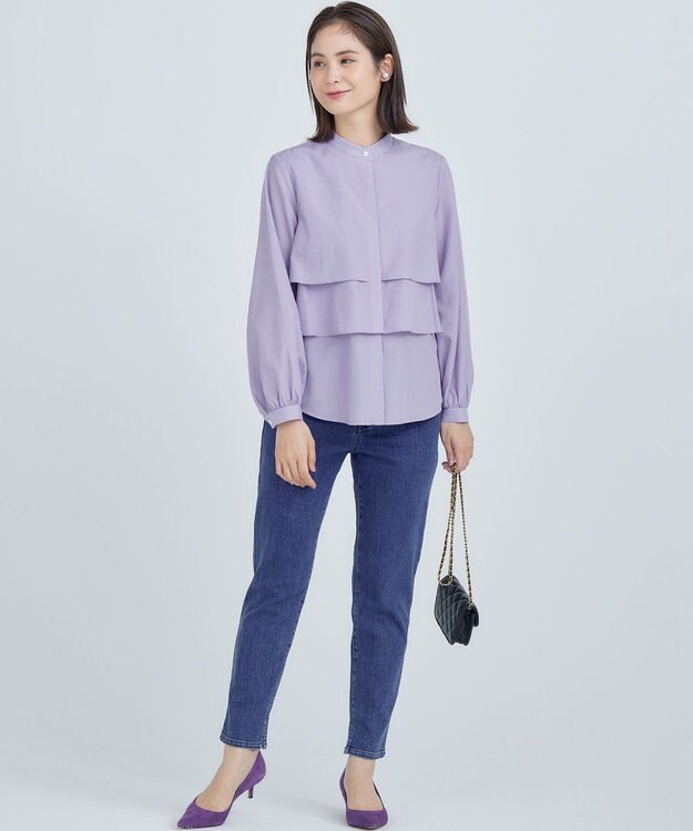 組曲 【WEB限定色あり】フルコーデフリルシャツ 【WEB限定】ブルー×オレンジ系