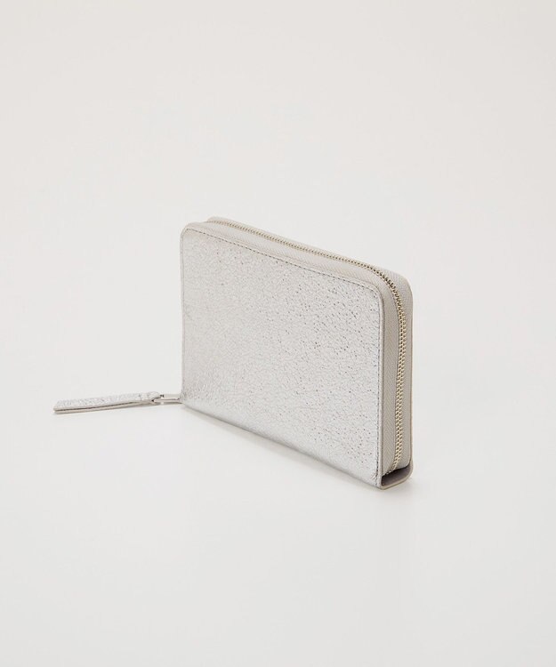 TOPKAPI 【TREASURE TOPKAPI】ウォッシュド レザー メタリック ラウンドファスナー 二つ折り財布/パスポート対応 シルバー