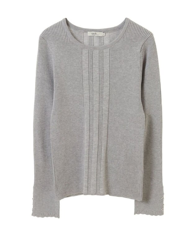 earth music&ecology パール＆ビジュースリーブプルオーバー Light Gray
