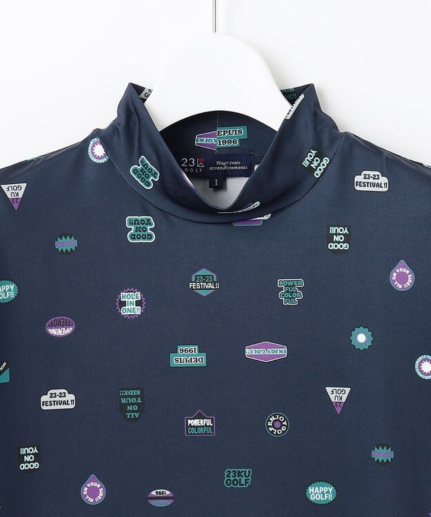 23区GOLF 【WOMEN】【吸水速乾・UVケア】ステッカープリント モックネックシャツ ネイビー系5