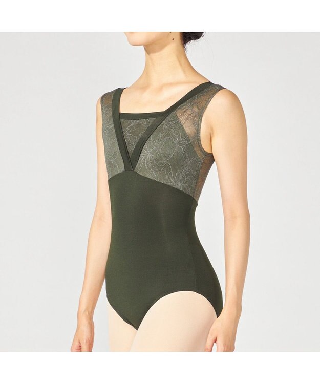 Chacott ノースリーブレオタード ボトルグリーン