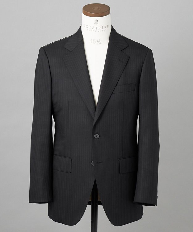 GOTAIRIKU 横に伸びる【TasmaniaWool/タマニアウール】ストレッチ スーツ（ブラックストライプ） ブラック系1