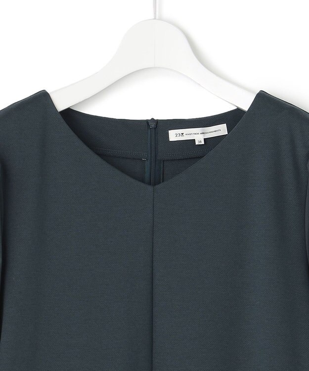 23区 【洗える】コットンツイルジャージー コンビ ワンピース マリンブルー系