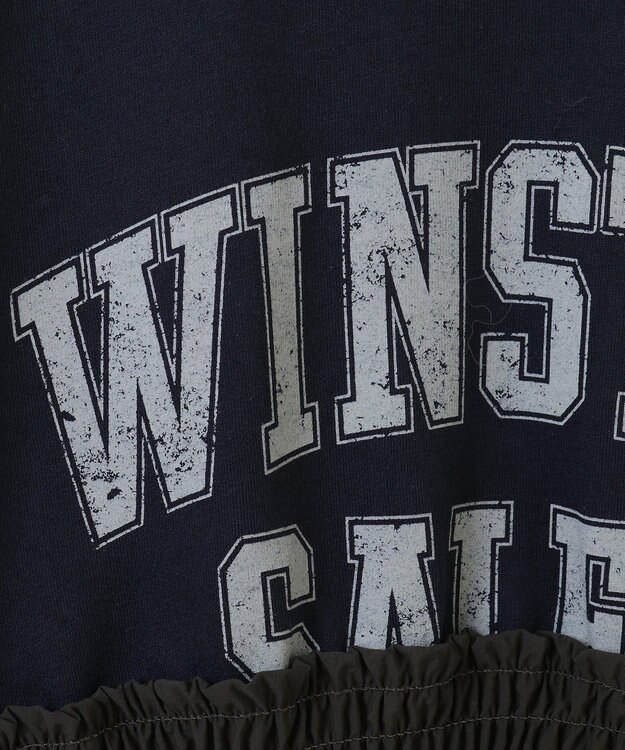 Green Parks ミニ裏毛異素材ドッキングロゴプルオーバー Charcoal Gray