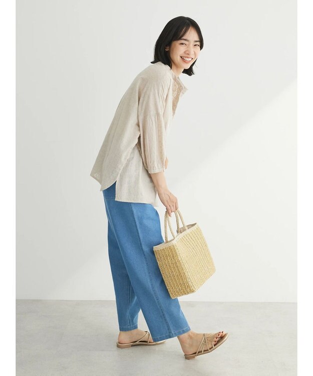 Green Parks インド綿 デニムストレートパンツ Light Indigo