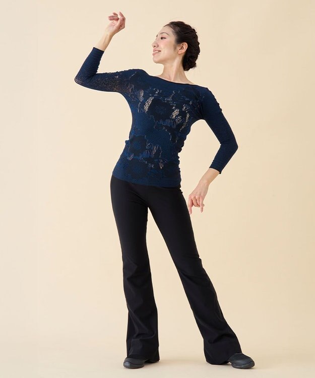 Chacott 【ノーソーイングニット】リバーシブルボートネックトップ アイアンブルー