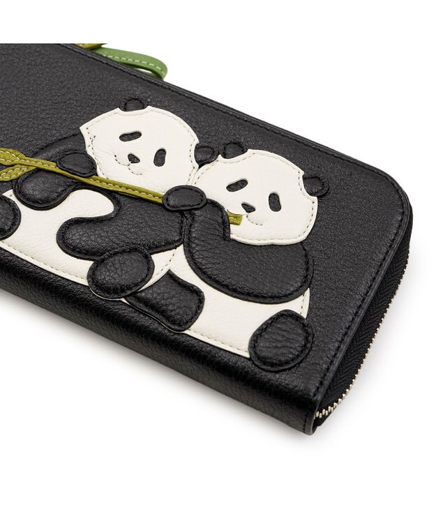 IBIZA アニマーダ　牛革　L字ファスナー長財布（パンダ） 黒