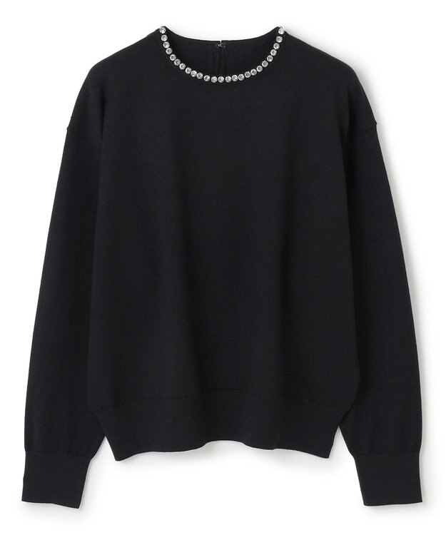 UNFILO ネックビジュー ニット ブラック