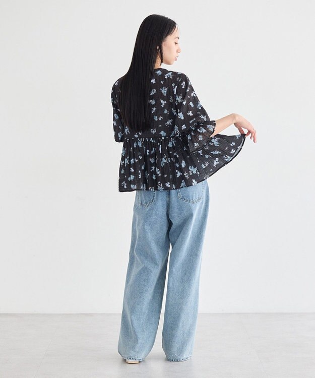 earth music&ecology アソートラッフルブラウス Black