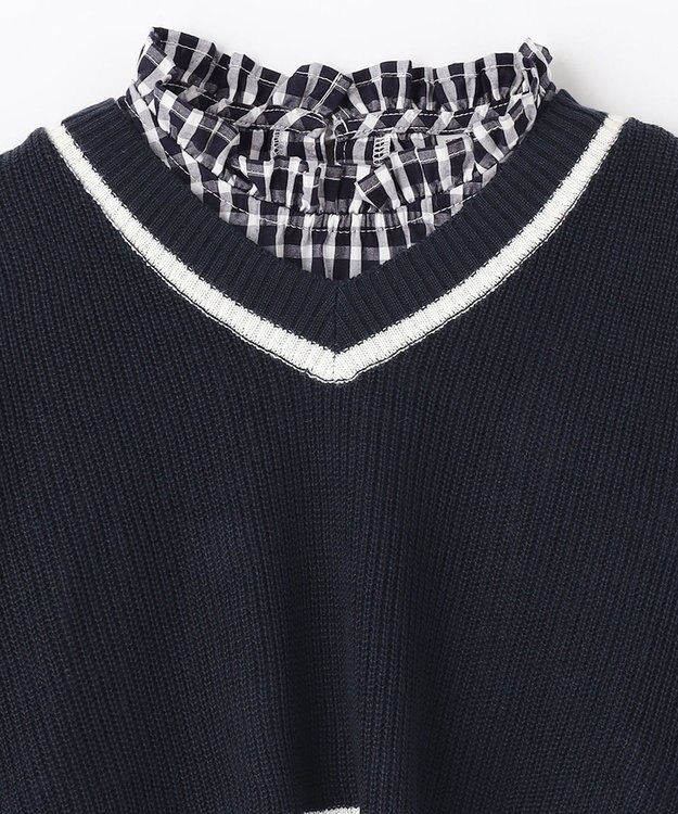 ANY KIDS ニットベスト × ワンピース セット ネイビー×ギンガム