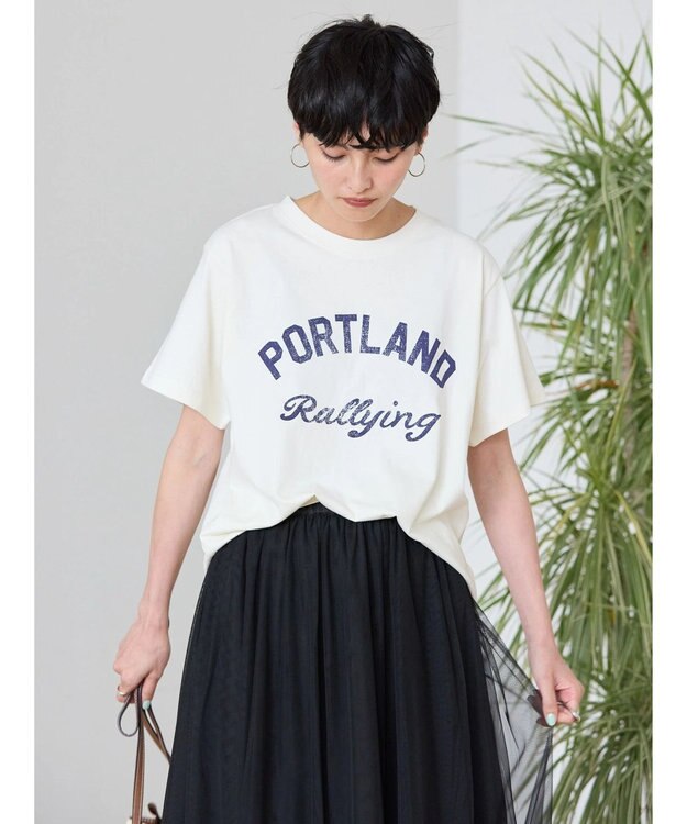 AMERICAN HOLIC ＰＯＲＴＬＡＮＤロゴカットプルオーバー Off White