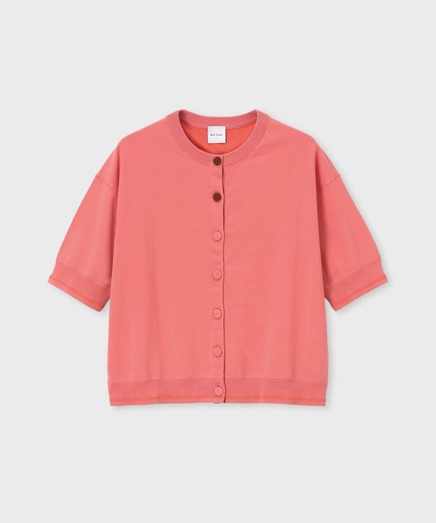 Paul Smith ベーシック クルーネック 半袖カーディガン ピンク